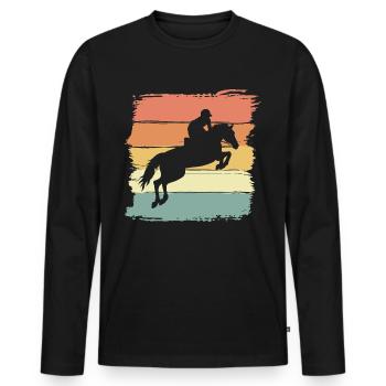 Pferde reiten retro vintage - Männer Premium Bio Langarmshirt - Schwarz - Vorne - Nico (187cm)