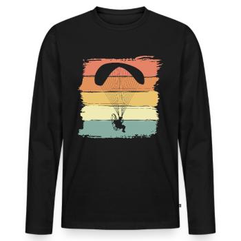 Paramoteur volant rétro vintage parapente - T-shirt manches longues Premium bio Homme - noir - Devant - Nico (187cm)