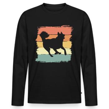 Husky retro vintage Hund - Männer Premium Bio Langarmshirt - Schwarz - Vorne - Nico (187cm)