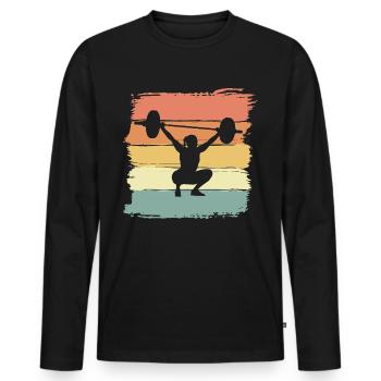 Haltérophilie vintage rétro haltérophile - T-shirt manches longues Premium bio Homme - noir - Devant - Nico (187cm)