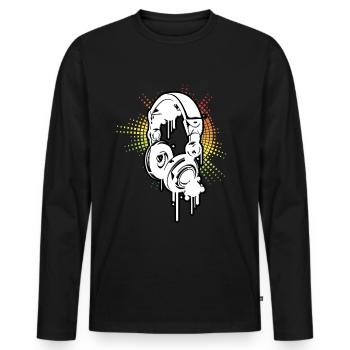 Casque de Musique DJ Equalizer aux Couleurs Reggae - T-shirt manches longues Premium bio Homme - noir - Devant - Nico (187cm)