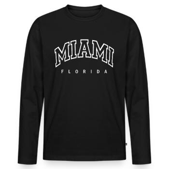 Miami - Männer Premium Bio Langarmshirt - Schwarz - Vorne - Nico (187cm)