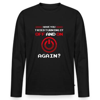 Computer Helpdesk Technik Support Hilfe Checkliste - Männer Premium Bio Langarmshirt - Schwarz - Vorne - Nico (187cm)