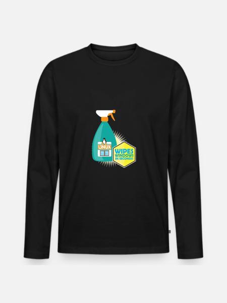 Funny Linux Penguin Tux Cleaner Gift Computer - Männer Premium Bio Langarmshirt - Schwarz