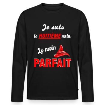 je suis le nain parfait - drôle humour cadeau - T-shirt manches longues Premium bio Homme - noir - Devant - Nico (187cm)