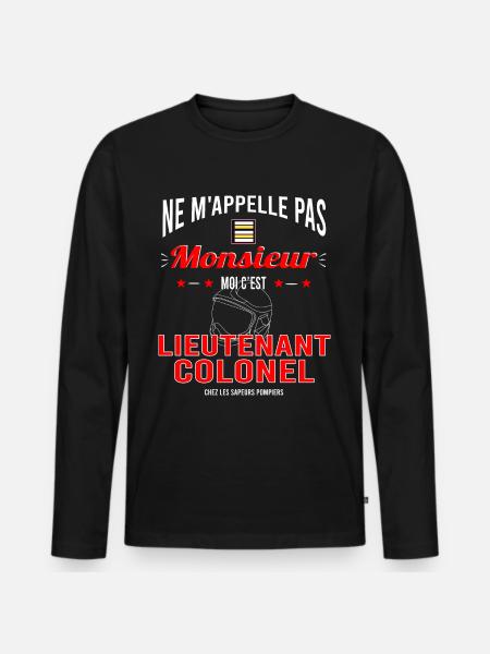 Sapeur pompier lieutenant colonel - T-shirt manches longues Premium bio Homme - noir