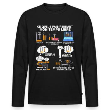Les outils de bricolage de papy et papa - T-shirt manches longues Premium bio Homme - noir - Devant - Nico (187cm)