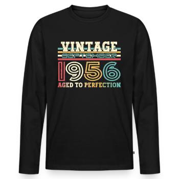 Septembre Né 1956 Cadeau du 66e anniversaire - T-shirt manches longues Premium bio Homme - noir - Devant - Nico (187cm)