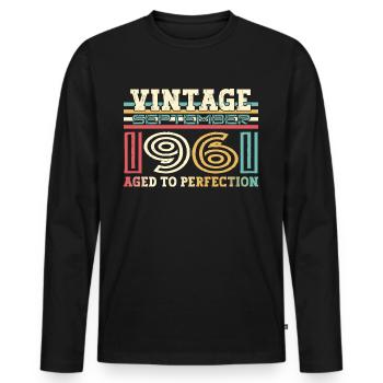 Septembre Né 1961 61ème anniversaire Cadeau - T-shirt manches longues Premium bio Homme - noir - Devant - Nico (187cm)