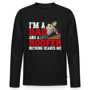 Drôle Couvreur Charpentier Profession Papa Papa - T-shirt manches longues Premium bio Homme - noir - Devant - Nico (187cm)