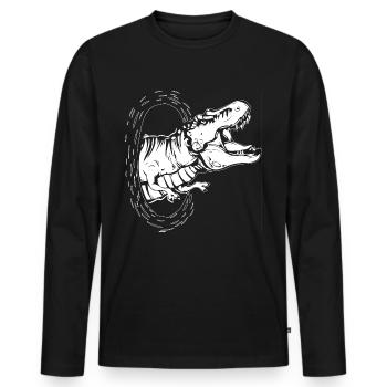 Dino DINOSAUR GIFT T-REX JURASSIC DINOSAUR - Men's Premium Organic Long Sleeve Shirt - black - Front - Nico (187cm)