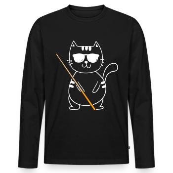 Billard 8 boules - T-shirt manches longues Premium bio Homme - noir - Devant - Nico (187cm)