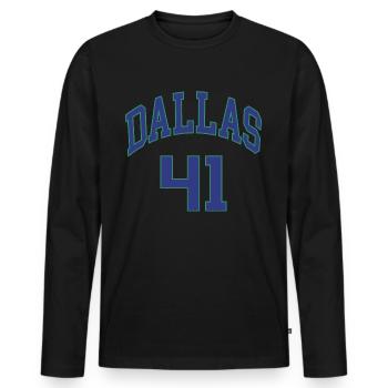 Dallas 41 - Männer Premium Bio Langarmshirt - Schwarz - Vorne - Nico (187cm)