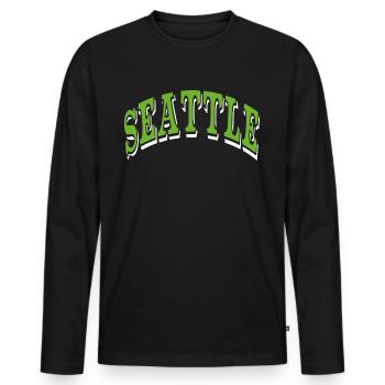 Seattle - Men's Premium Organic Long Sleeve Shirt - black - Front - Nico (187cm)