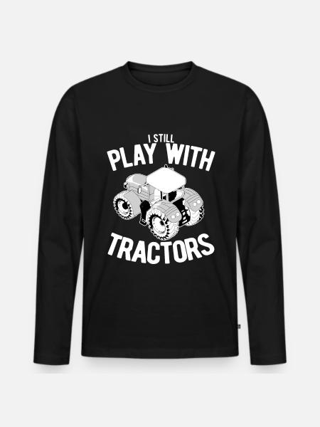 Ich spiele mit Traktoren - Traktor Geschenk Idee - Premium økologisk langærmet T-shirt til mænd - sort