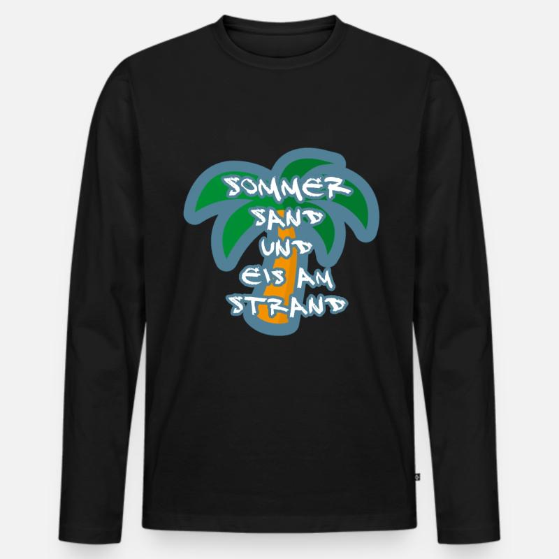 Sommer Sand Strand Palme - Männer Premium Bio Langarmshirt - Schwarz