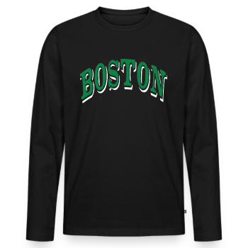 Boston - T-shirt manches longues Premium bio Homme - noir - Devant - Nico (187cm)