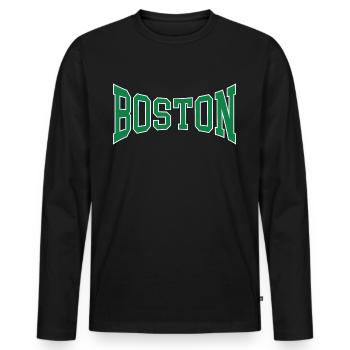 Boston - T-shirt manches longues Premium bio Homme - noir - Devant - Nico (187cm)