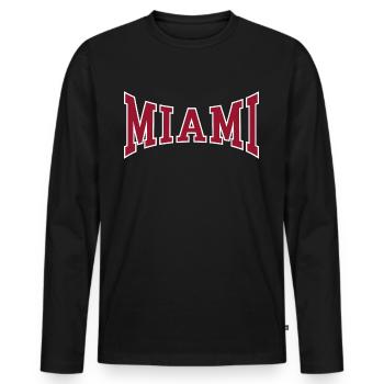 Miami - Men's Premium Organic Long Sleeve Shirt - black - Front - Nico (187cm)
