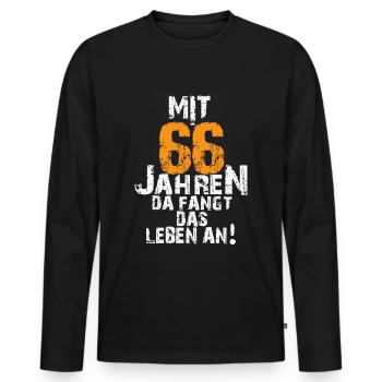 Mit 66 Jahren da fängt das Leben an , - Männer Premium Bio Langarmshirt - Schwarz - Vorne - Nico (187cm)