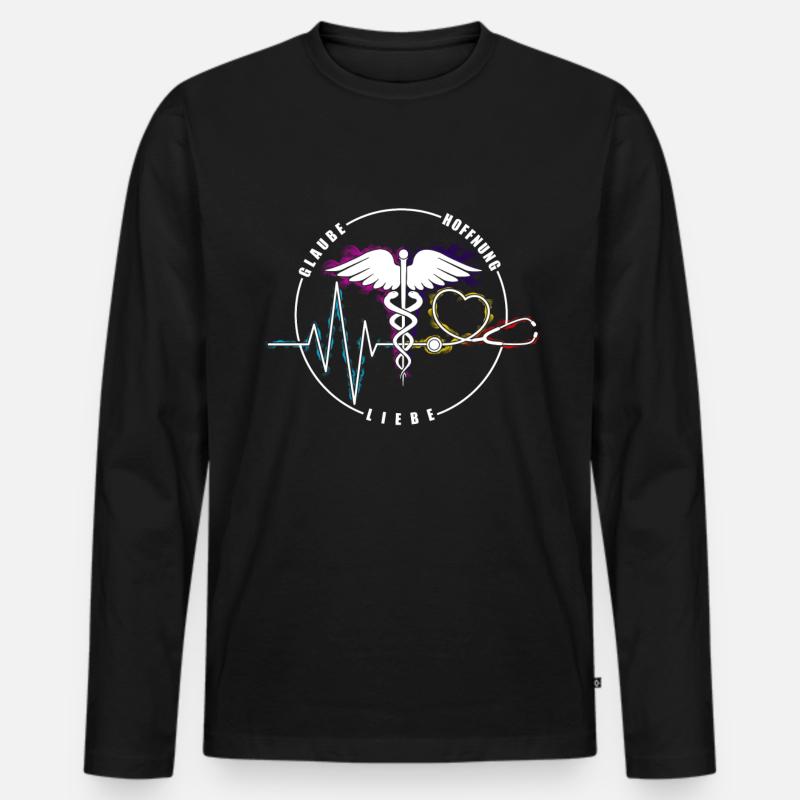 Arzt oder Ärztin , Krankenschwester - Liebe - - Männer Premium Bio Langarmshirt - Schwarz