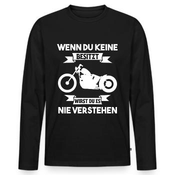 Chopper Crusier Motorrad Biker Motorradhelm - Männer Premium Bio Langarmshirt - Schwarz - Vorne - Nico (187cm)