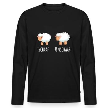 Schaaf Unschaaf Scharf Unscharf Wortwitz Humor - Männer Premium Bio Langarmshirt - Schwarz - Vorne - Nico (187cm)