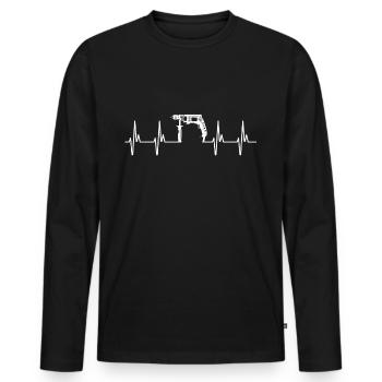 Craftsman drilling machine ECG heartbeat DIY - Men's Premium Organic Long Sleeve Shirt - black - Front - Nico (187cm)