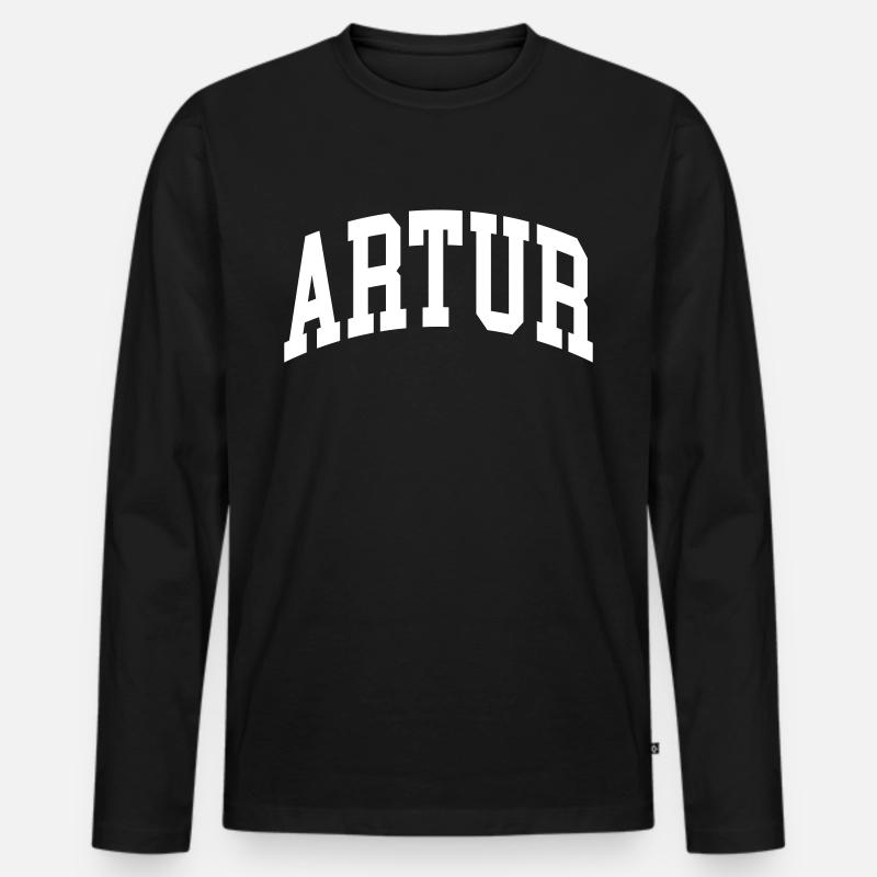 Artur - Männer Premium Bio Langarmshirt - Schwarz