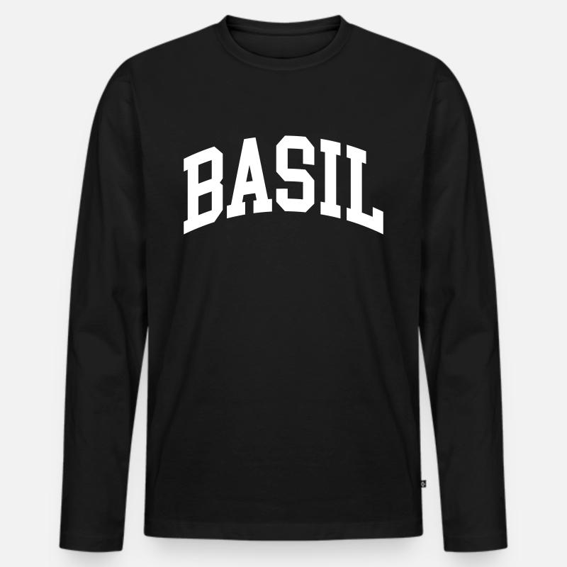 Basil - Männer Premium Bio Langarmshirt - Schwarz