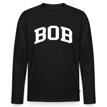 Bob - Männer Premium Bio Langarmshirt - Schwarz - Vorne - Nico (187cm)