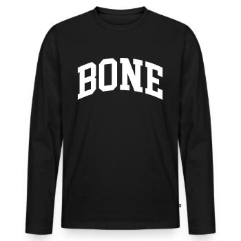Bone - Men's Premium Organic Long Sleeve Shirt - black - Front - Nico (187cm)