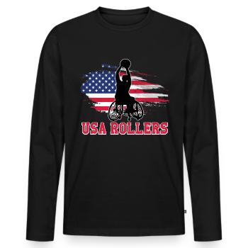 Handicap pour les joueurs de basketball en fauteuil roulant États-Unis - T-shirt manches longues Premium bio Homme - noir - Devant - Nico (187cm)