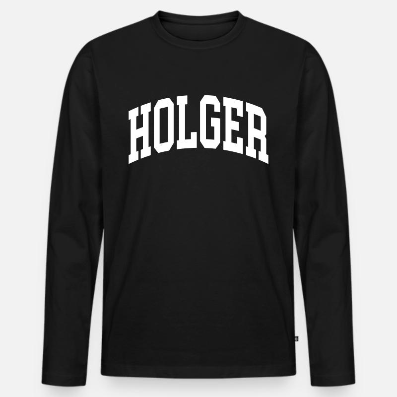 Holger - Männer Premium Bio Langarmshirt - Schwarz