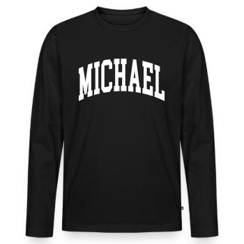 Michael - Männer Premium Bio Langarmshirt - Schwarz - Vorne - Nico (187cm)