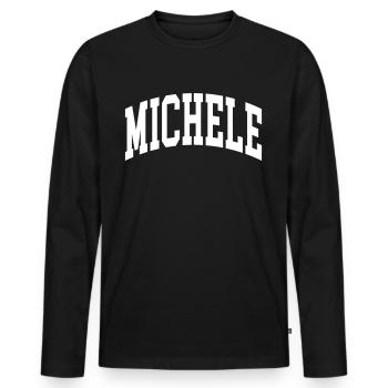 Michele - Men's Premium Organic Long Sleeve Shirt - black - Front - Nico (187cm)