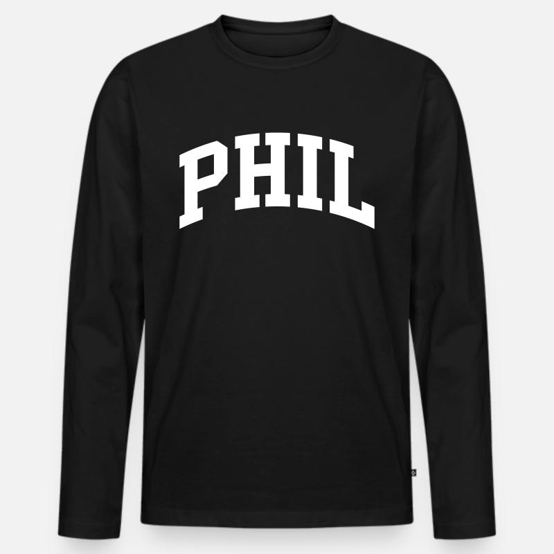 Phil - Männer Premium Bio Langarmshirt - Schwarz