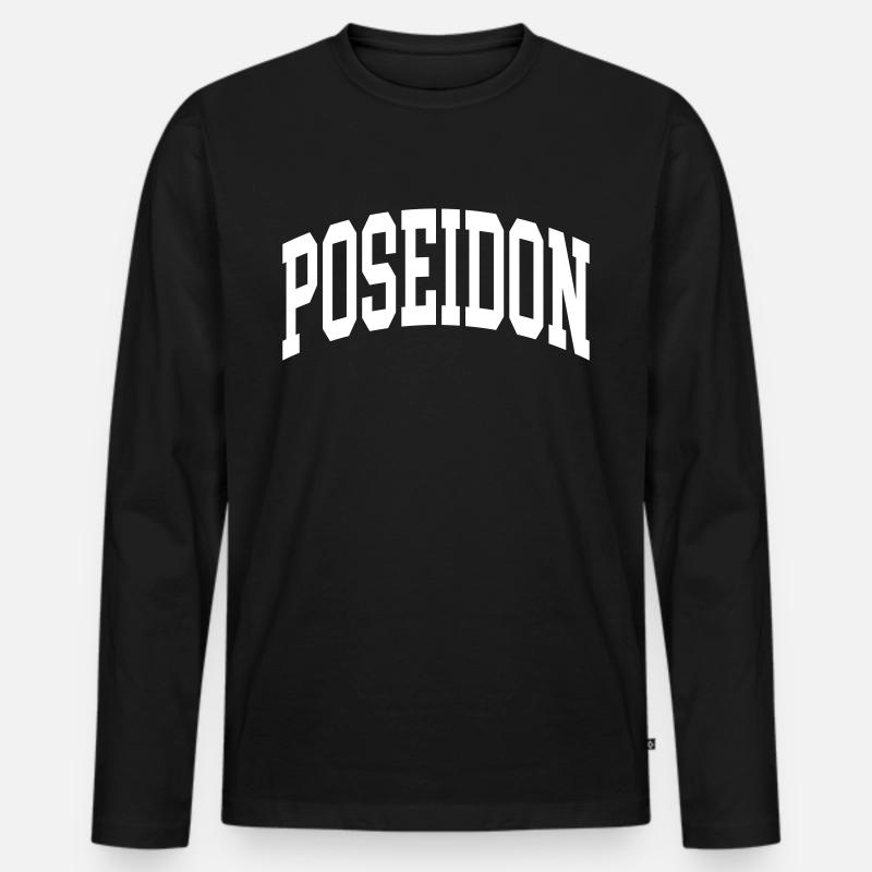 Poseidon - Männer Premium Bio Langarmshirt - Schwarz