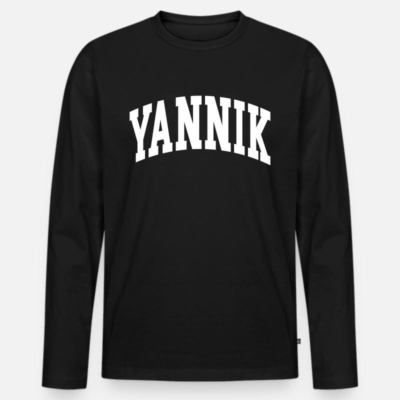 Yannik - Männer Premium Bio Langarmshirt - Schwarz