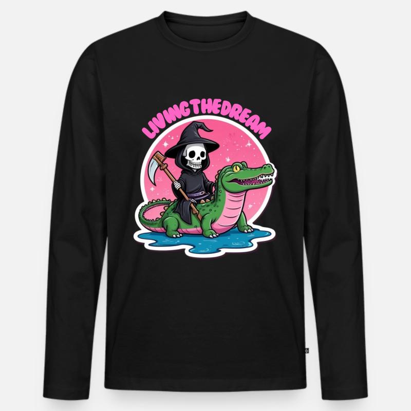 Den Traum leben - Männer Premium Bio Langarmshirt - Schwarz