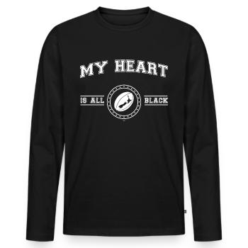 New Zealand My Heart Is All Black - Men's Premium Organic Long Sleeve Shirt - black - Front - Nico (187cm)