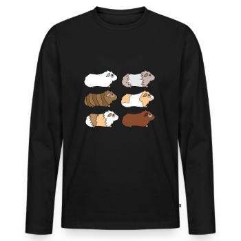 Cochon d'Inde animal de compagnie enfants tshirt cochon d'Inde - T-shirt manches longues Premium bio Homme - noir - Devant - Nico (187cm)