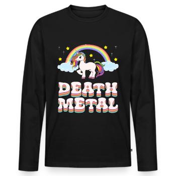 Lustiges Death Metal Einhorn Regenbogen T-Shirt Ge - Männer Premium Bio Langarmshirt - Schwarz - Vorne - Nico (187cm)