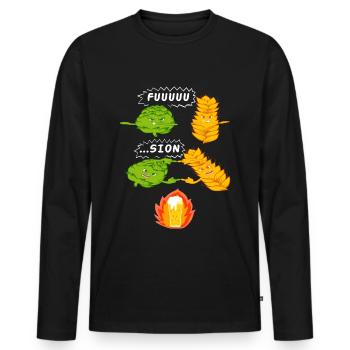 Amoureux de la bière fusion houblon et cadeau de malt GES - T-shirt manches longues Premium bio Homme - noir - Devant - Nico (187cm)