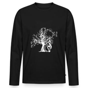 Clef cadeau arbre clé de sol musique - T-shirt manches longues Premium bio Homme - noir - Devant - Nico (187cm)