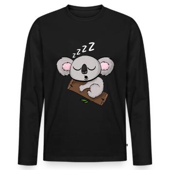 Mignon ours koala dormant avec Bambu - T-shirt manches longues Premium bio Homme - noir - Devant - Nico (187cm)