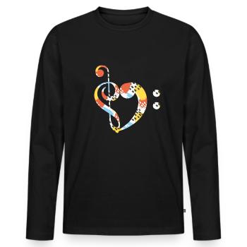 Musikverein I Love Music Heart Clef - Men's Premium Organic Long Sleeve Shirt - black - Front - Nico (187cm)