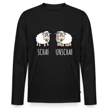 Schaf Unschaf Wortwitz Wortspiele Geschenidee - Männer Premium Bio Langarmshirt - Schwarz - Vorne - Nico (187cm)