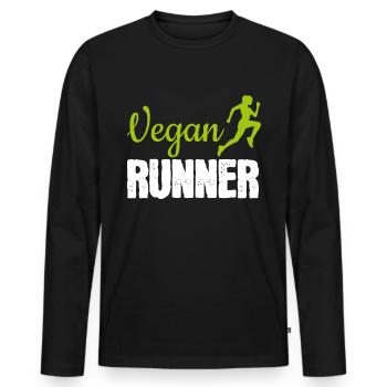 Vegan Runner Running Jogging Vegan Nutrition and - Men's Premium Organic Long Sleeve Shirt - black - Front - Nico (187cm)
