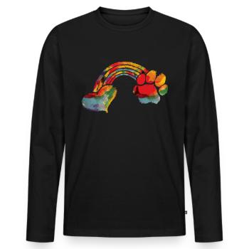 Arc-en-ciel coloré empreinte chien pattes chien - T-shirt manches longues Premium bio Homme - noir - Devant - Nico (187cm)